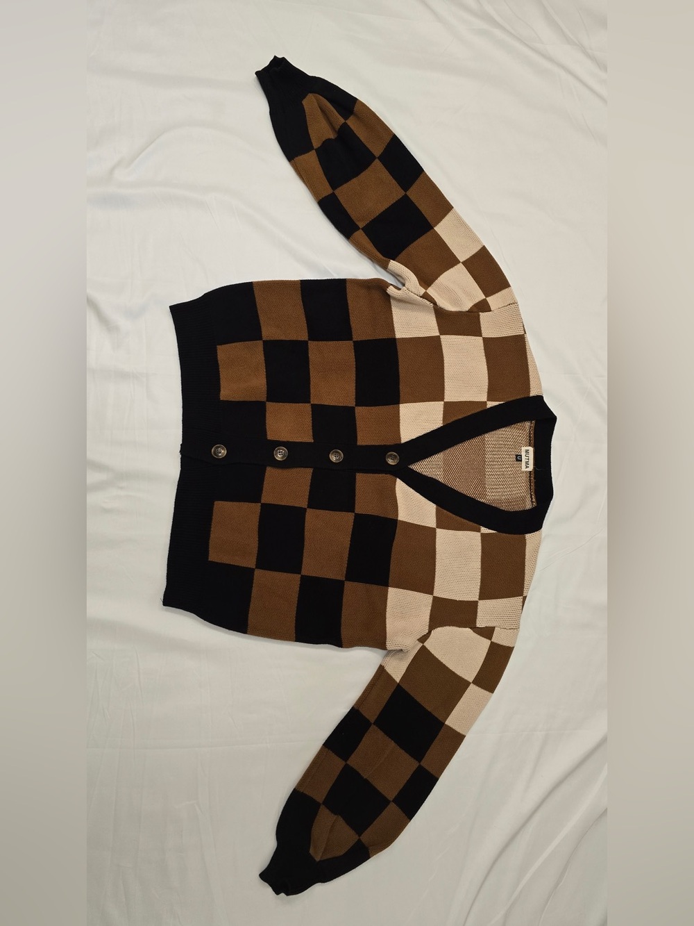 Mutma Homero cardigan black and brown check - Picture 2 of 10